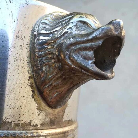 VTG Italian Diamond Point Crystal Decanter W/Silverplated Dog Head Spout/Han - Picture 10 of 11